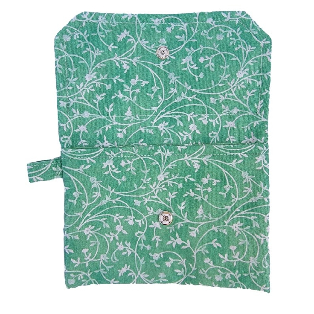 Mint Green Soft Snap Closure Fabric Pouch Extra Pocket
